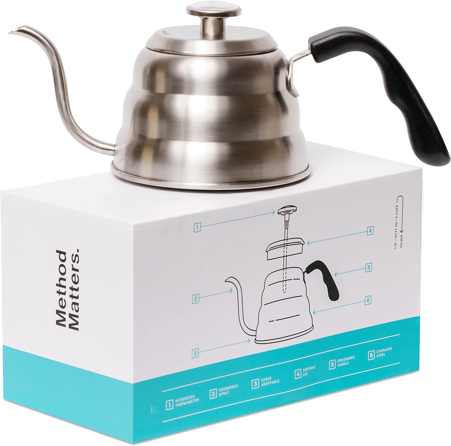 Barista Warrior Pour Over Coffee Kettle with Thermometer for Exact Temperature - Gooseneck Pour Over Kettle for Pour Over Coffee and Tea, Stainless Steel Kettle for all Stovetops (1.0 Liter, 34 fl oz) Barista Warrior Pour Over Coffee Kettle with Thermometer for Exact Temperature - Gooseneck Pour Over Kettle for Pour Over Coffee and Tea, Stainless Steel Kettle for all Stovetops (1.0 Liter, 34 fl oz)