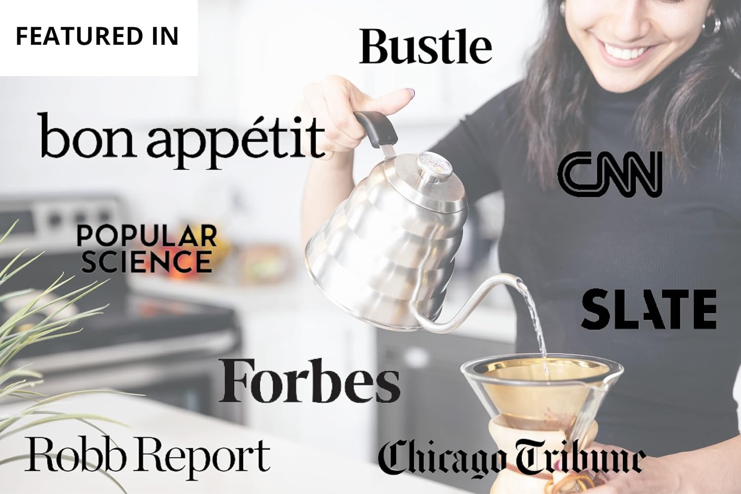 Barista Warrior Pour Over Coffee Kettle with Thermometer for Exact Temperature - Gooseneck Pour Over Kettle for Pour Over Coffee and Tea, Stainless Steel Kettle for all Stovetops (1.0 Liter, 34 fl oz)0