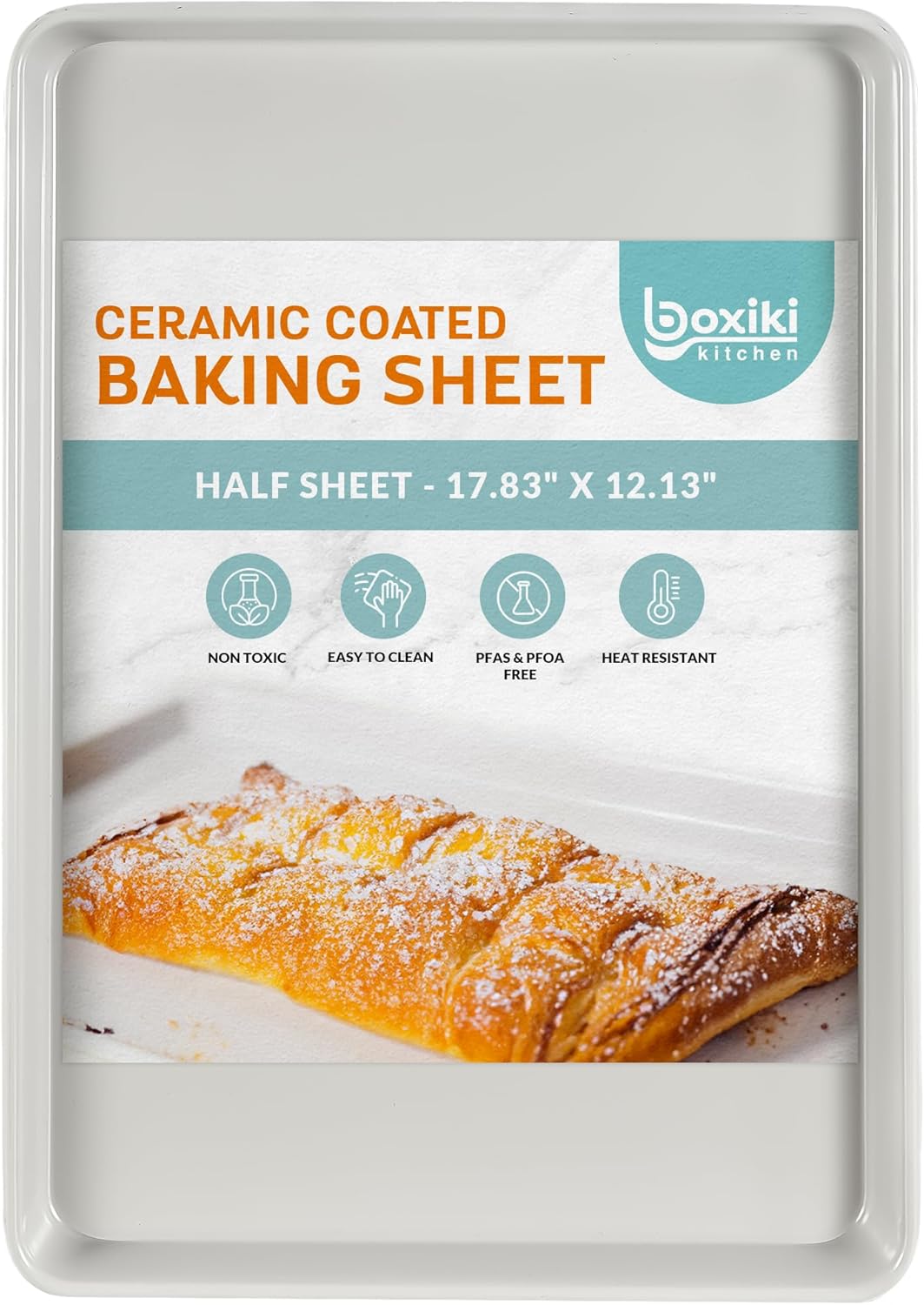 Boxiki Kitchen Non-Stick Ceramic Baking Sheet - Slick & Non-Toxic Ceramic Coating, PTFE & PFOA Free Cookie Sheet Pan - Ceramic Cookie Sheet, Perfect for Baking, Roasting, and More (Half Sheet Pan) Boxiki Kitchen Non-Stick Ceramic Baking Sheet - Slick & Non-Toxic Ceramic Coating, PTFE & PFOA Free Cookie Sheet Pan - Ceramic Cookie Sheet, Perfect for Baking, Roasting, and More (Half Sheet Pan)