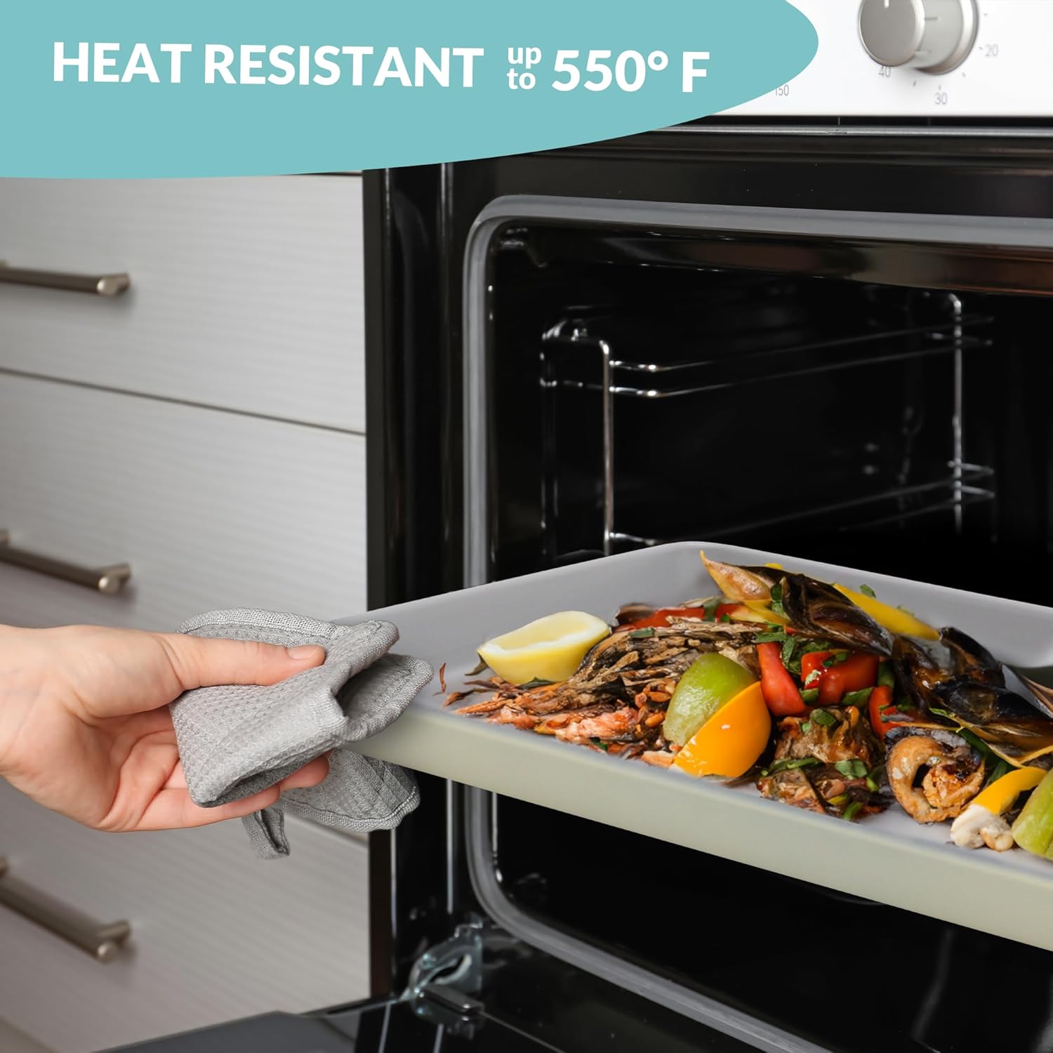 Boxiki Kitchen Non-Stick Ceramic Baking Sheet - Slick & Non-Toxic Ceramic Coating, PTFE & PFOA Free Cookie Sheet Pan - Ceramic Cookie Sheet, Perfect for Baking, Roasting, and More (Half Sheet Pan)3