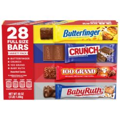Butterfinger, CRUNCH, Baby Ruth and 100 Grand, 28 Count, Assorted Full Size Individually Wrapped Candy Bars, Halloween Candy, 48 oz
