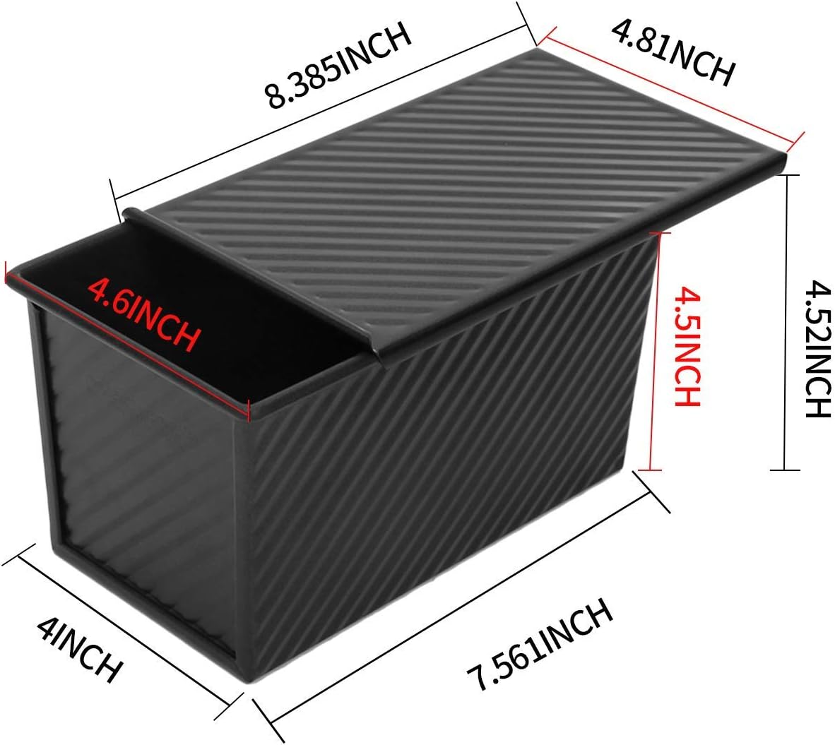 CHEFMADE Loaf Pan 2 Pcs, Non-Stick Bread Pan Carbon Steel Toast Pan with Cover for Baking Bread - Black1