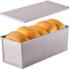 CHEFMADE Loaf Pan with Lid,Commercial Pullman Bread Pan 2.2Lb Dough Capacity,Non-Stick Bakeware Carbon Steel Bread Toast Mold with Cover for Baking Bread (Champagne Gold)