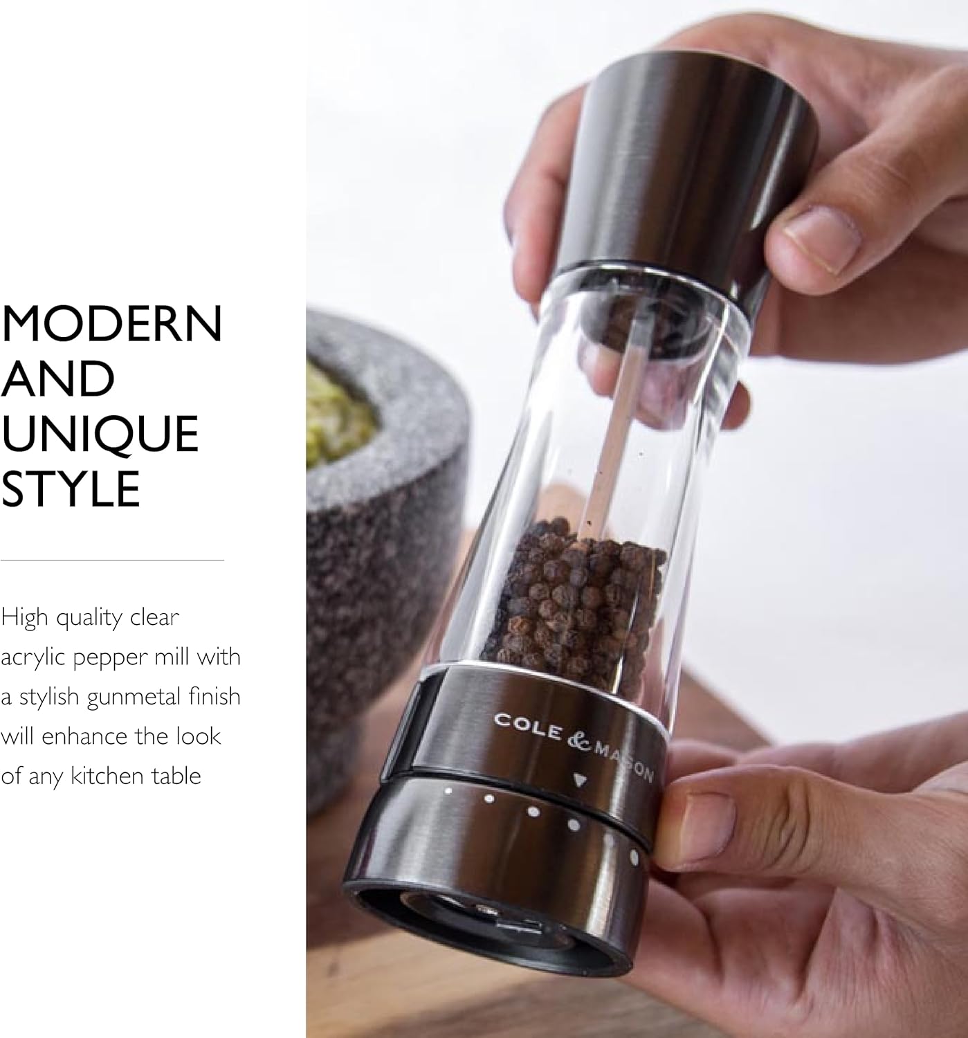 COLE & MASON Derwent Pepper Grinder - Gunmetal Mill Includes Gourmet Precision Mechanism and Premium Peppercorns0