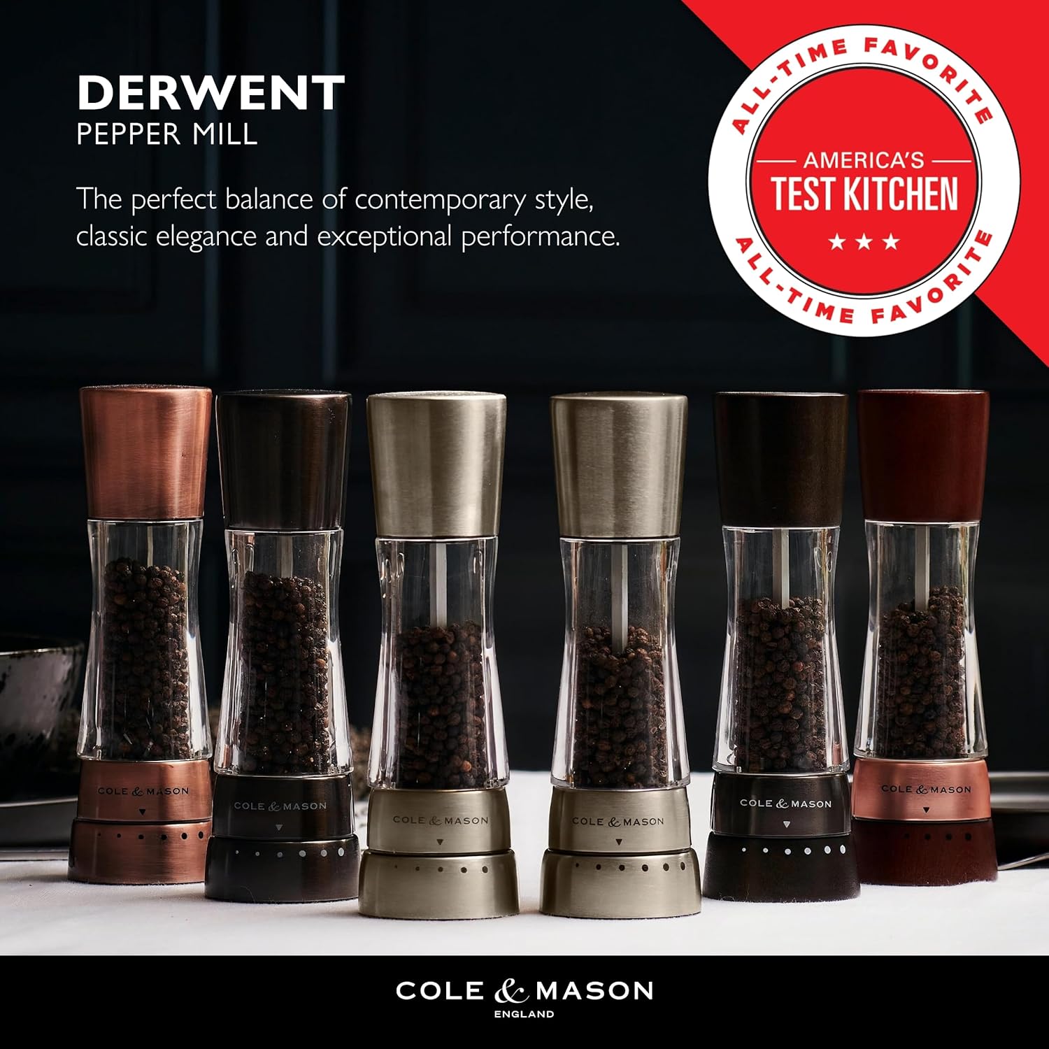 COLE & MASON Derwent Pepper Grinder - Gunmetal Mill Includes Gourmet Precision Mechanism and Premium Peppercorns2