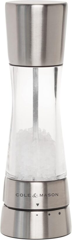 COLE & MASON Derwent Salt Grinder - Stainless Steel Mill Includes Gourmet Precision Mechanism and Premium Sea Salt