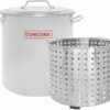 CONCORD Stainless Steel Stock Pot w/Steamer Basket. Cookware great for boiling and steaming (120 Quart)