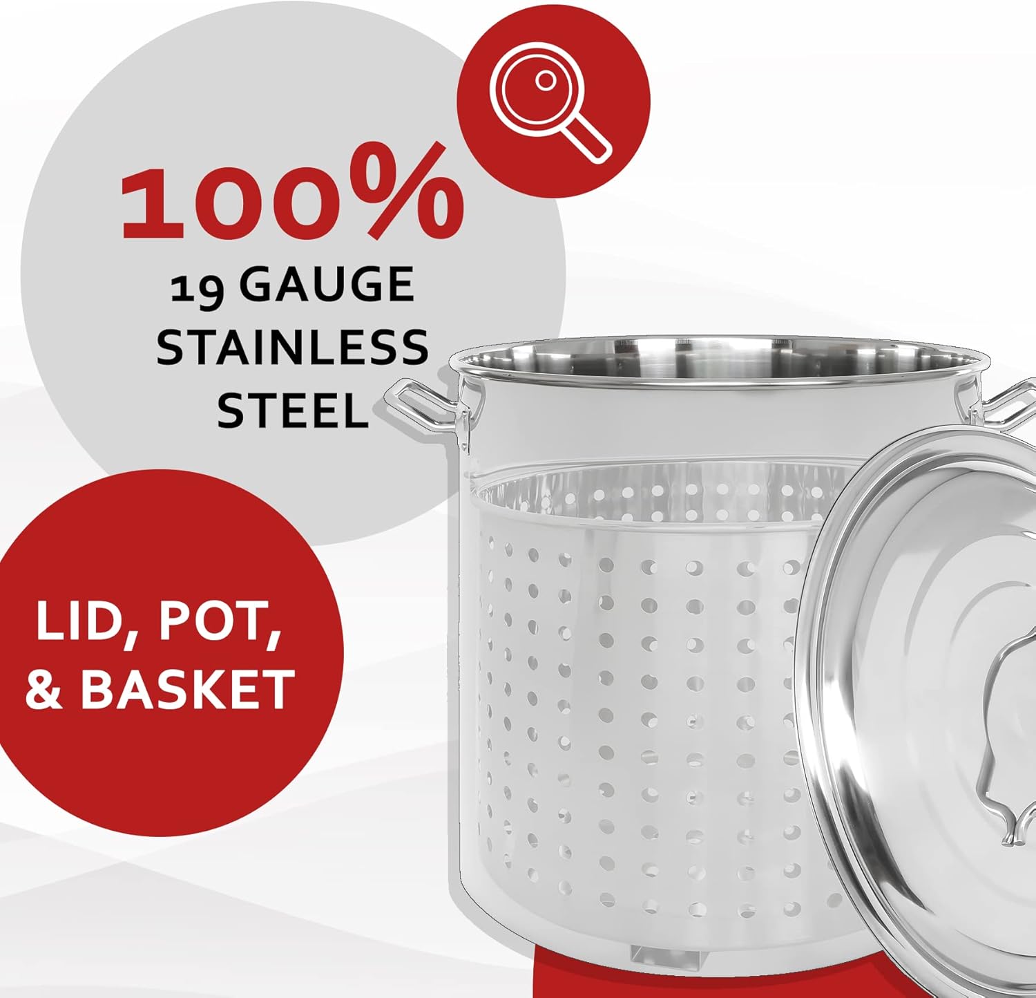 CONCORD Stainless Steel Stock Pot w Steamer Basket. Cookware great for boiling and steaming (80 Quart)4