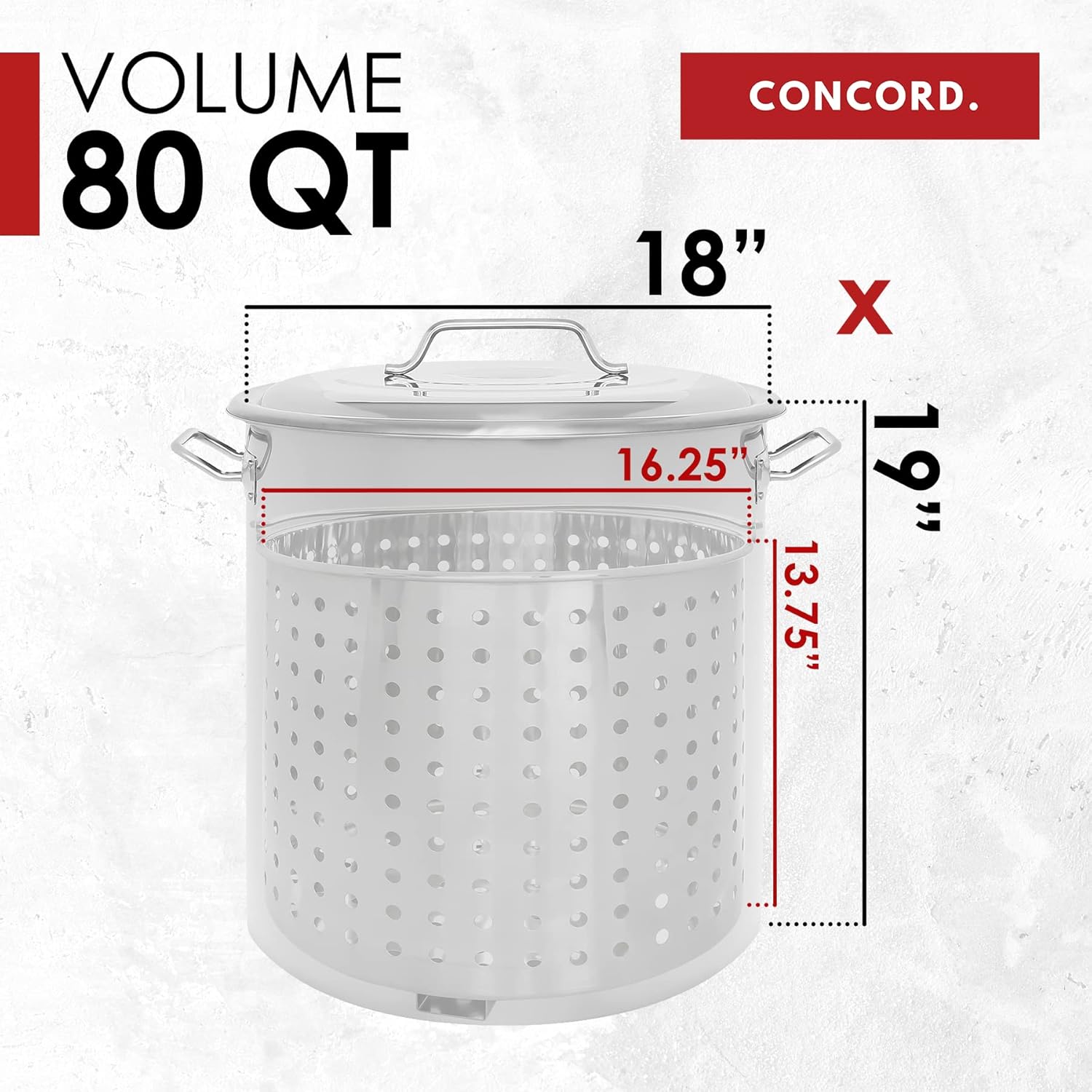 CONCORD Stainless Steel Stock Pot w Steamer Basket. Cookware great for boiling and steaming (80 Quart)6
