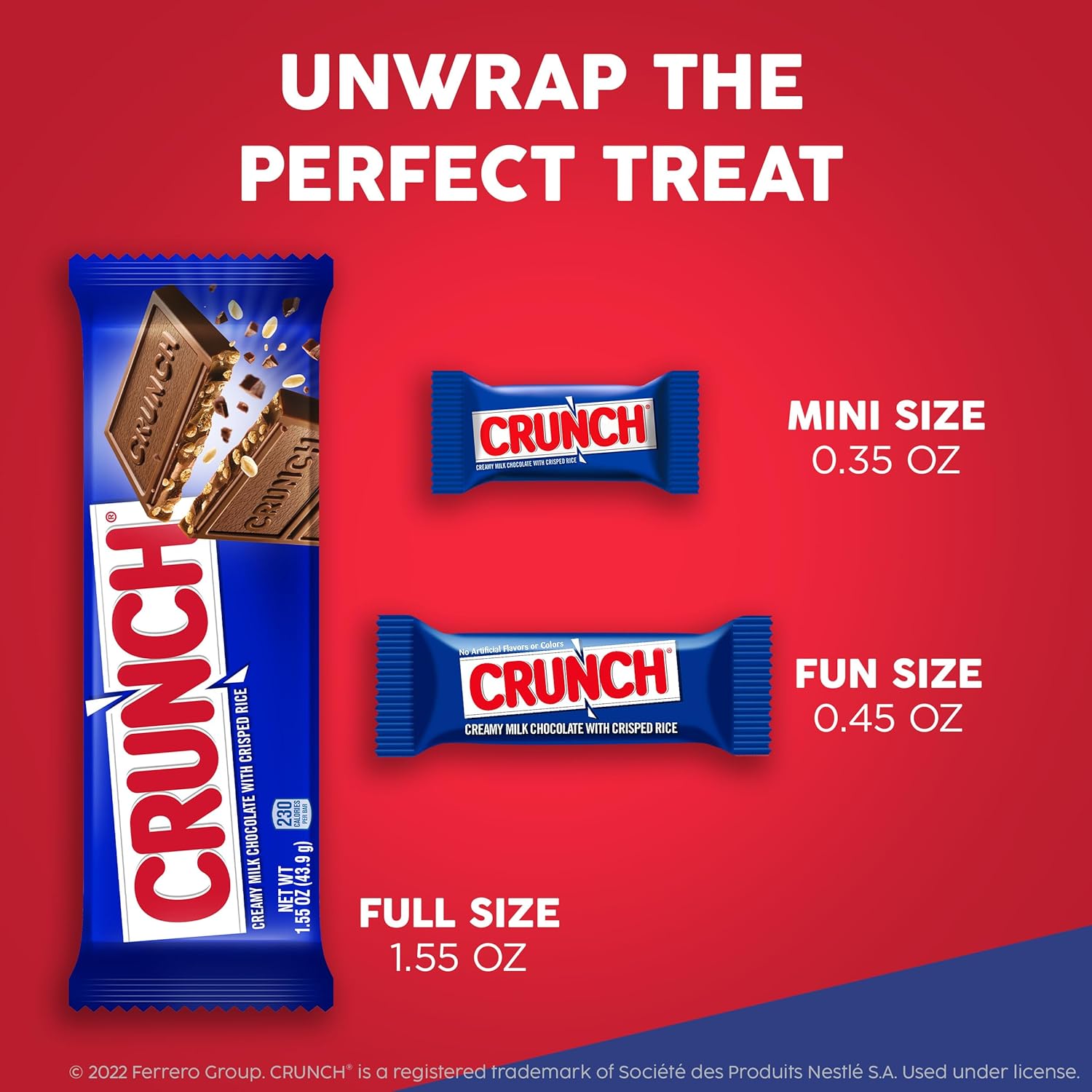 CRUNCH, Bulk 36 Count, Milk Chocolate and Crisped Rice, Full Size Halloween Candy, 1.55 oz Each0
