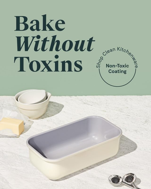 Caraway Non-Stick Ceramic 1 lb Loaf Pan - Naturally Slick Ceramic Coating - Non-Toxic, PTFE & PFOA Free - Perfect for Pound Cakes, Breads, & More - Perracotta1