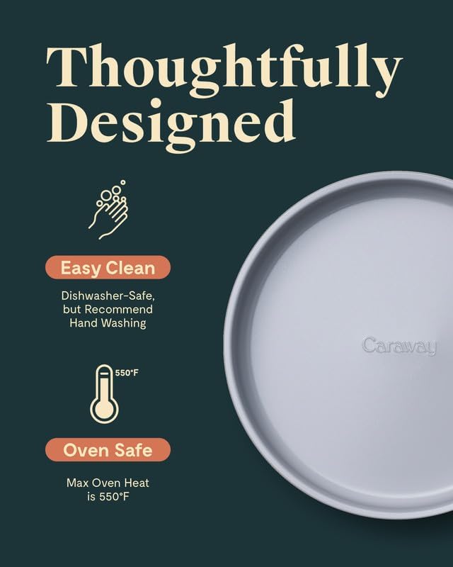 Caraway Non-Stick Ceramic 9” Circle Pan - Naturally Slick Ceramic Coating - Non-Toxic, PTFE & PFOA Free - Perfect for Birthday Cakes, Tartes, & More - Gray3