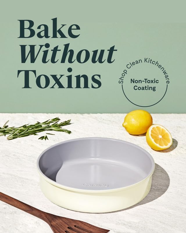 Caraway Non-Stick Ceramic 9” Circle Pan - Naturally Slick Ceramic Coating - Non-Toxic, PTFE & PFOA Free - Perfect for Birthday Cakes, Tartes, & More - Sage2