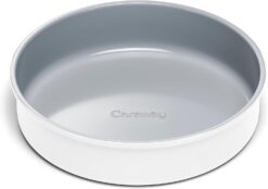 Caraway Non-Stick Ceramic 9” Circle Pan - Naturally Slick Ceramic Coating - Non-Toxic, PTFE & PFOA Free - Perfect for Birthday Cakes, Tartes, & More - White