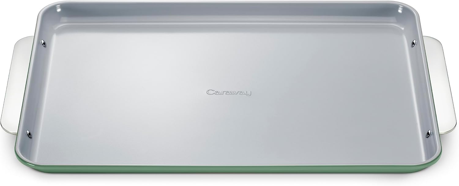 Caraway Non-Stick Ceramic Baking Sheet - Naturally Slick Ceramic Coating - Non-Toxic, PTFE & PFOA Free - Perfect for Baking, Roasting, and More - Large (18 x 13) - Sage Caraway Non-Stick Ceramic Baking Sheet - Naturally Slick Ceramic Coating - Non-Toxic, PTFE & PFOA Free - Perfect for Baking, Roasting, and More - Large (18" x 13") - Sage