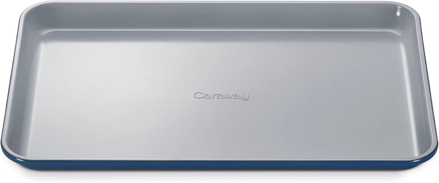Caraway Non-Stick Ceramic Baking Sheet - Naturally Slick Ceramic Coating - Non-Toxic, PTFE & PFOA Free - Perfect for Baking, Roasting, and More - Medium (15 x 10) - Navy Caraway Non-Stick Ceramic Baking Sheet - Naturally Slick Ceramic Coating - Non-Toxic, PTFE & PFOA Free - Perfect for Baking, Roasting, and More - Medium (15" x 10") - Navy