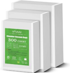 Chamber Vacuum Sealer Bags 300 Count 6 x 10 8 x 12 10 x 13 For 3-Mil Vacuum Chamber Bags Pre-Cut Chamber Vacuum Bags- BPA-Free -Heavy Duty Chamber Machine Pouches