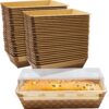 Chef-Grade 8x4in 1Lb Paper Loaf Pans w/Lids 50Pk. Elegant Disposable, Bakeable Kraft Pan Supplies for Baking Bread, Small Meatloaf, Bundt Cake Sweets for Holiday Gifts, Bake Sales or Fundraiser.