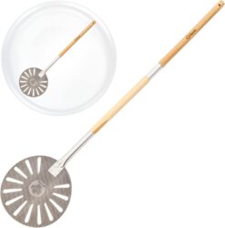 Chef Pomodoro Aluminum Turning Pizza Peel with Detachable Wood Handle for Easy Storage, Pizza Turner, Pizza Turning Peel, Luxury Pizza Paddle for Baking Homemade Pizza Bread (9-Inch)