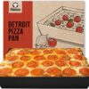 Chef Pomodoro Detroit Style Pizza Pan, 14 x 10-Inch, Hard Anodized Rectangular Aluminum Deep Dish Pizza Pan, Pre-Seasoned Bakeware Kitchenware