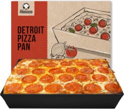 Chef Pomodoro Detroit Style Pizza Pan, 14 x 10-Inch, Hard Anodized Rectangular Aluminum Deep Dish Pizza Pan, Pre-Seasoned Bakeware Kitchenware
