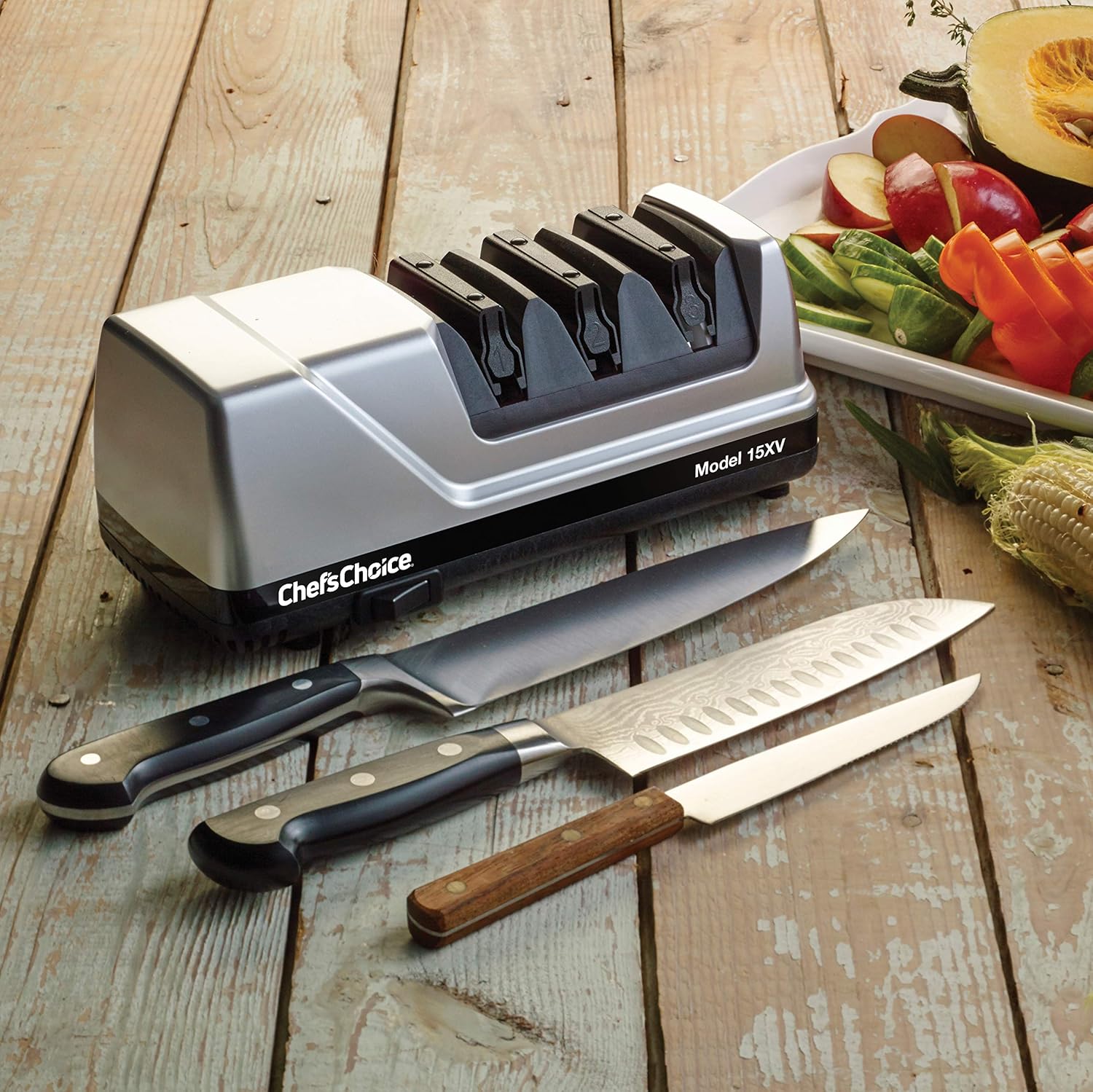 Chef'sChoice 15XV EdgeSelect Professional Electric Knife Sharpener with 100-Percent Diamond Abrasives and Precision Angle Guides for Straight Edge and Serrated Knives, 3-Stage, Gray6