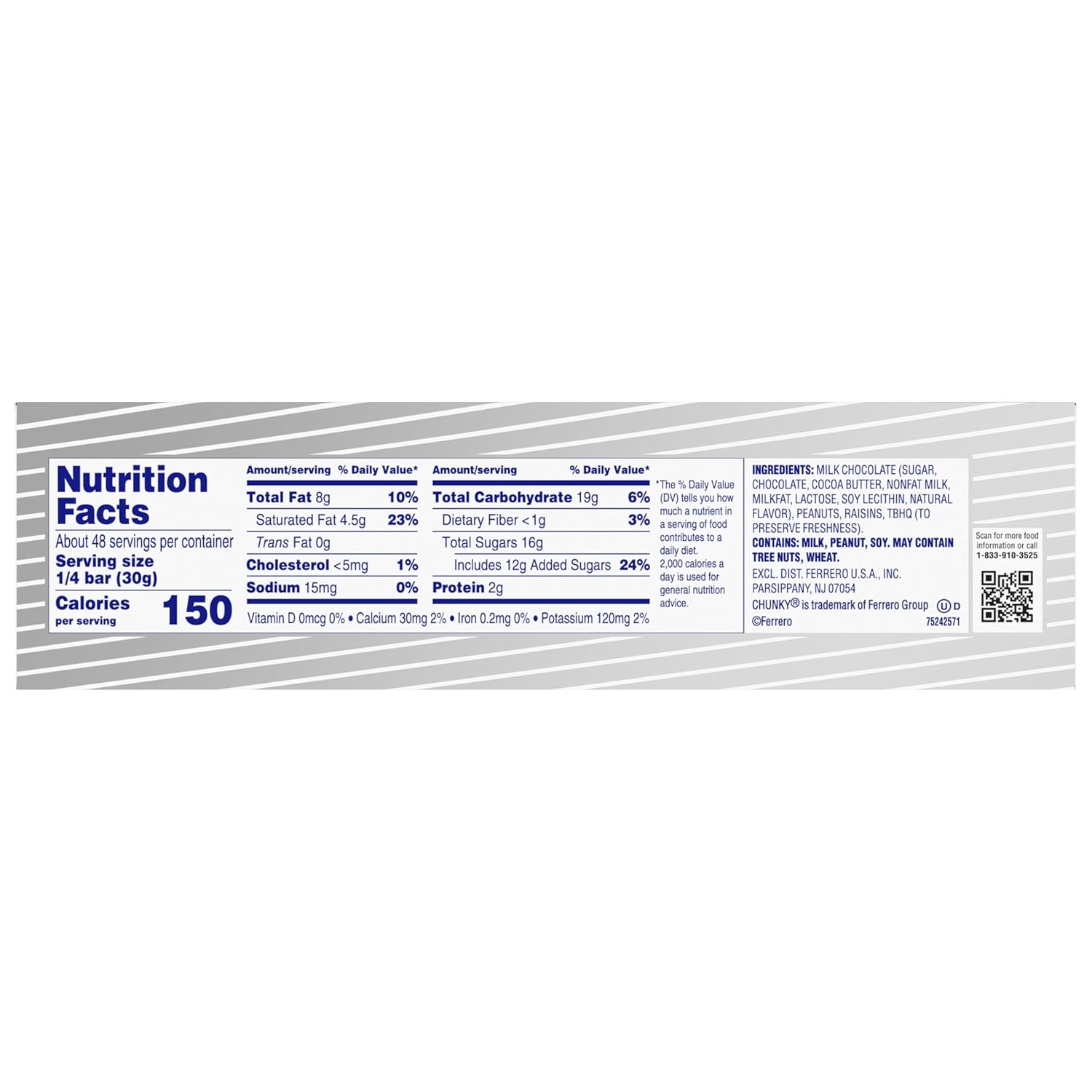 Chunky Giant Milk Chocolate Candy Bar, 12 Count, Bulk Individually Wrapped Ferrero Candy, 4.2 oz9