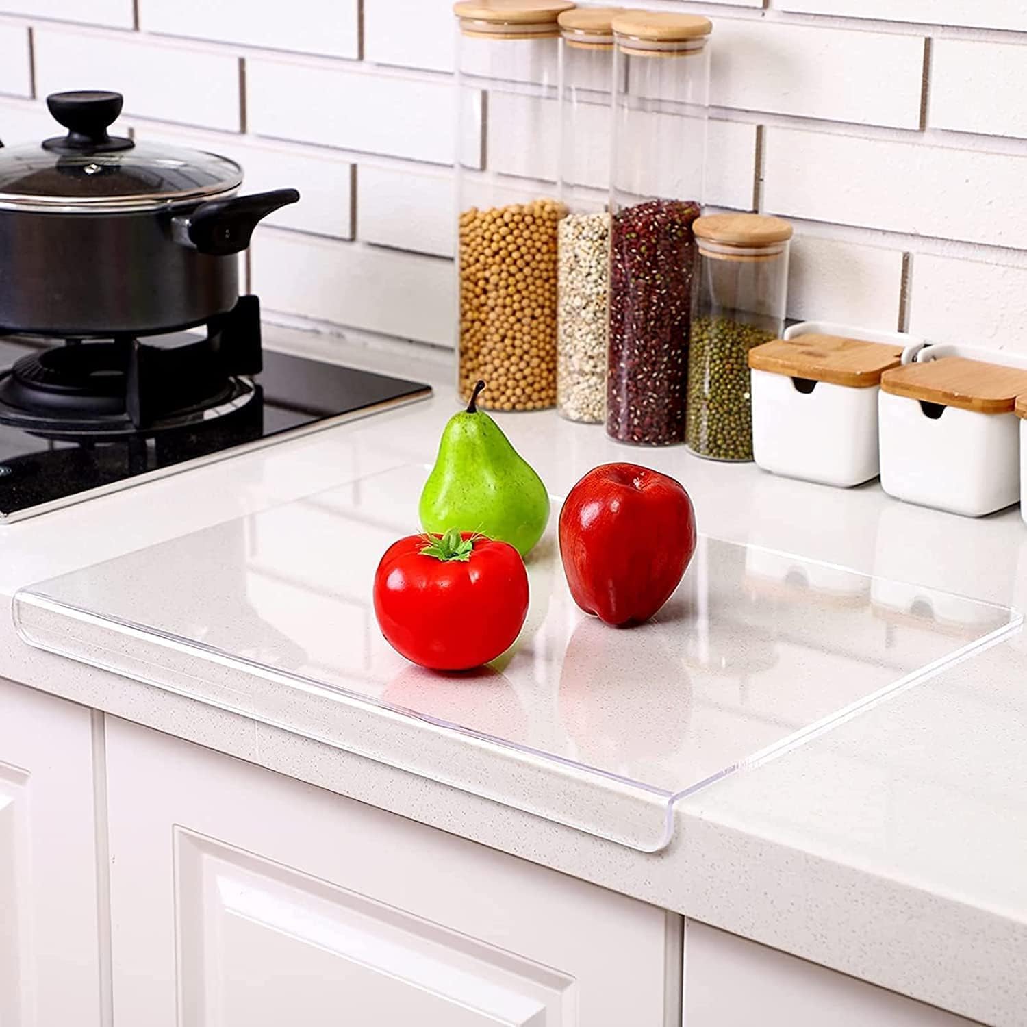 Clear Cutting Board for Kitchen with Lip with Non Slip 24 Wide x 18 Long AZM Displays2