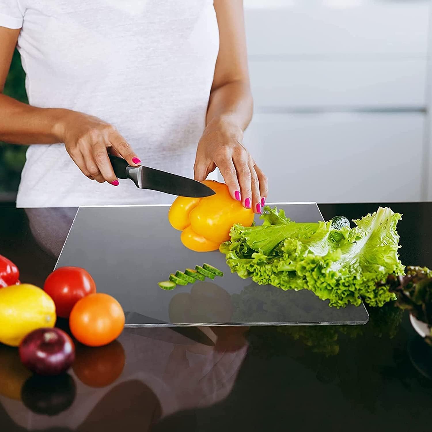 Clear Cutting Board for Kitchen with Lip with Non Slip 24 Wide x 18 Long AZM Displays6
