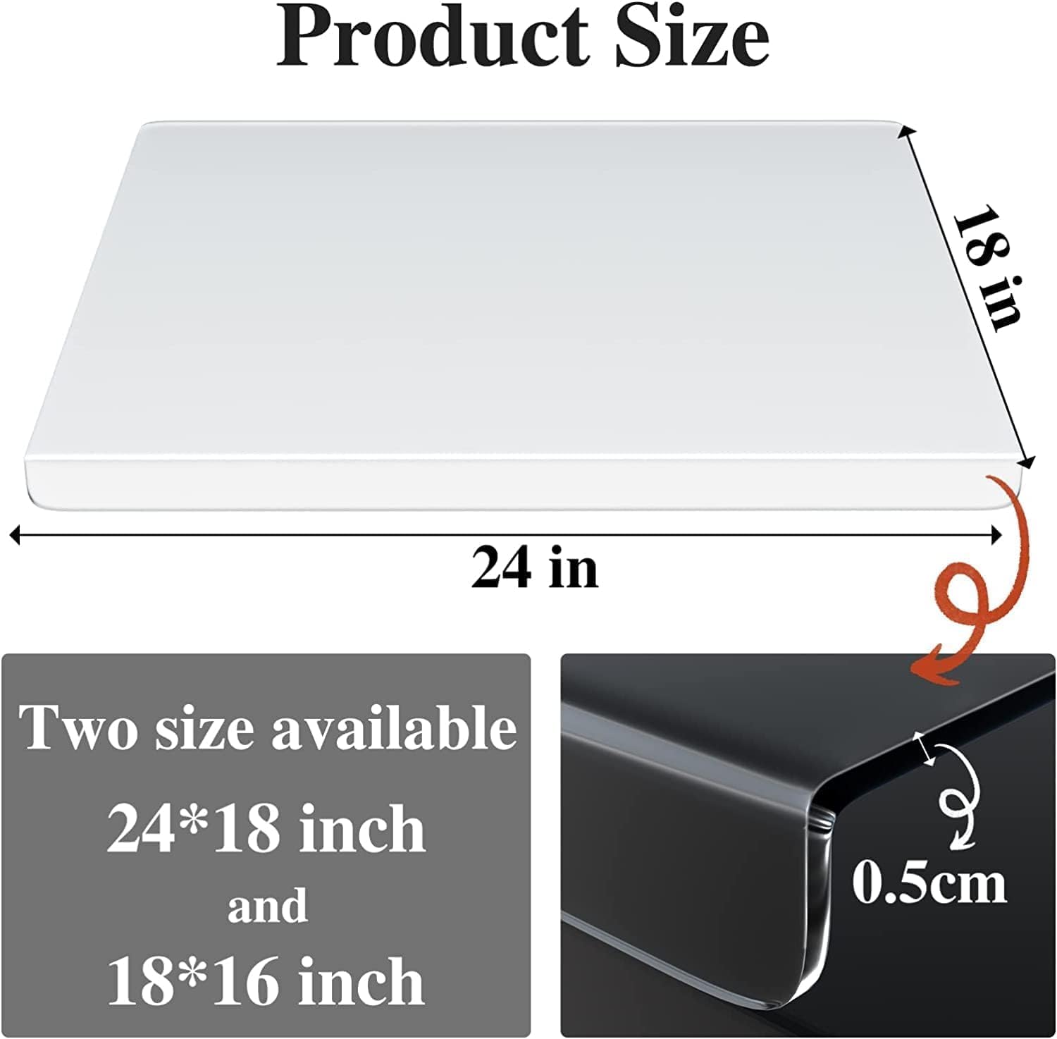Clear Cutting Board for Kitchen with Lip with Non Slip 24 Wide x 18 Long AZM Displays9