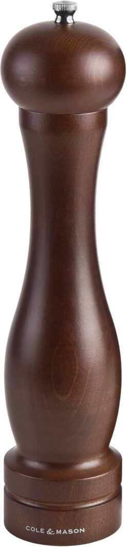 Cole & Mason 12.5-inch Forest Capstan Pepper Mill - Adjustable Pepper Grinder - Refillable Spice Tools - Hand Wash Kitchen Tools - Beech Wood