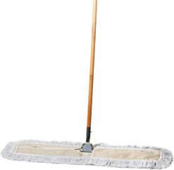 Commercial Dust Mop & Floor Sweeper, 36 in. Dust Mop for Hardwood Floors, Cotton Reusable Dust Mop Head, Wooden Broom Handle, Industrial Dry Mop for Floor Cleaning & Janitorial Supplies…