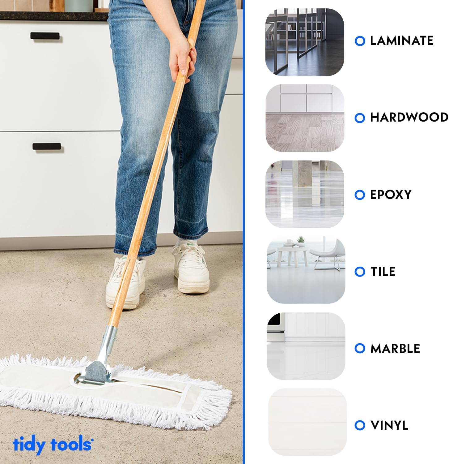 Commercial Dust Mop & Floor Sweeper, 36 in. Dust Mop for Hardwood Floors, Cotton Reusable Dust Mop Head, Wooden Broom Handle, Industrial Dry Mop for Floor Cleaning & Janitorial Supplies…8