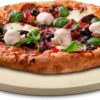 Cook N Home Pizza Grilling Baking Stone with Scraper, Heavy Duty Cordierite 16-Inch Round Bread Stone for Oven and Grill, Thermal Shock Resistant Ideal for Baking Golden Crisp Crust Pizza,Cream