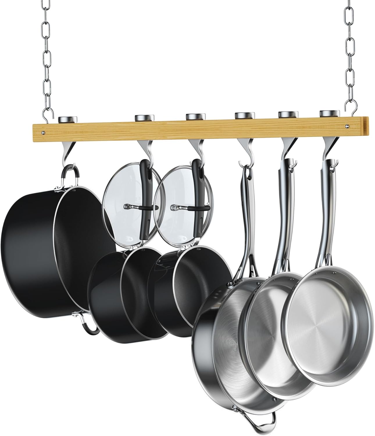 Cooks Standard NC-00269 Standard, Single Bar, 36-Inch Ceiling Mounted Wooden Pot Rack, Brown Cooks Standard NC-00269 Standard, Single Bar, 36-Inch Ceiling Mounted Wooden Pot Rack, Brown