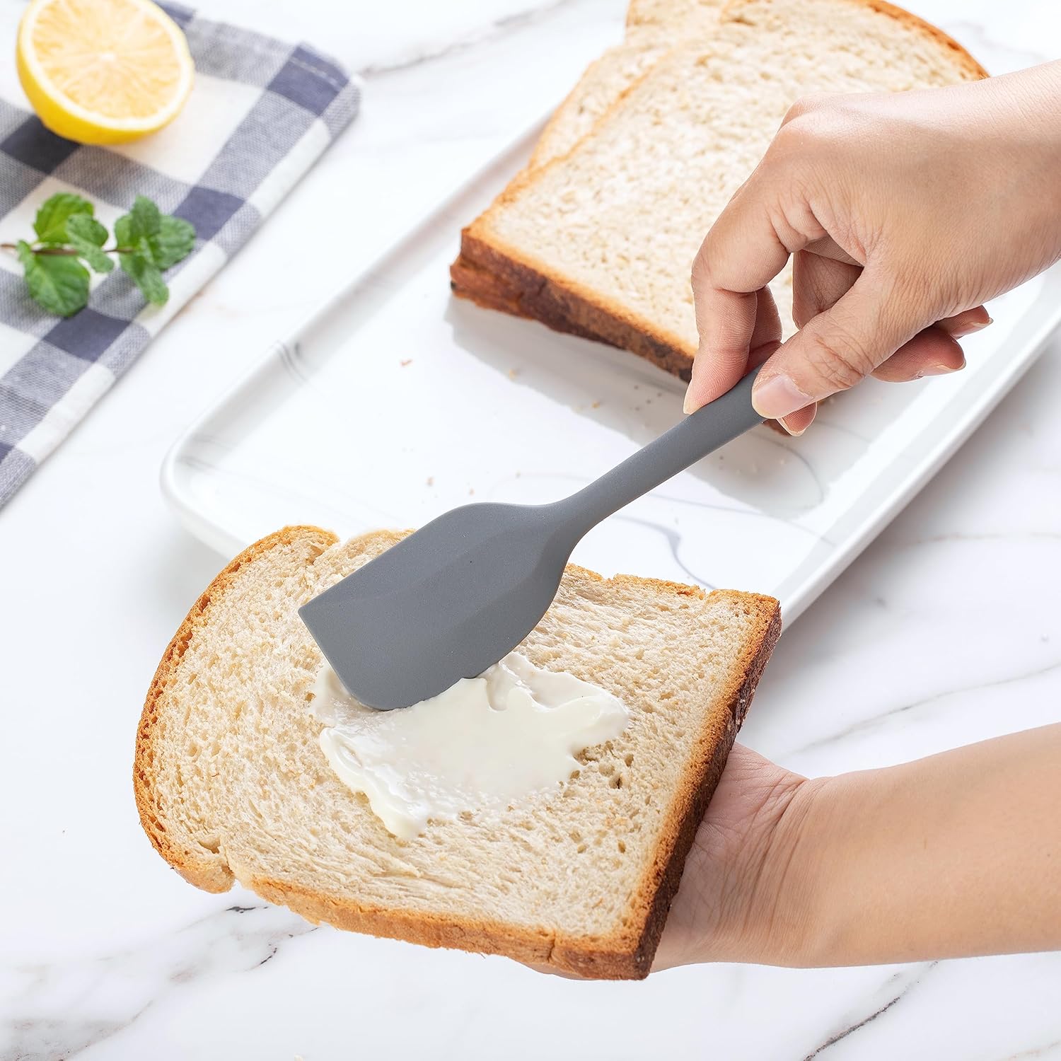 Country Kitchen Silicone Cooking Utensils, 14 Pc Kitchen Utensil Set, Easy to Clean Wooden Kitchen Utensils, Cooking Utensils for Nonstick Cookware, Kitchen Gadgets and Spatula Set, Gray8