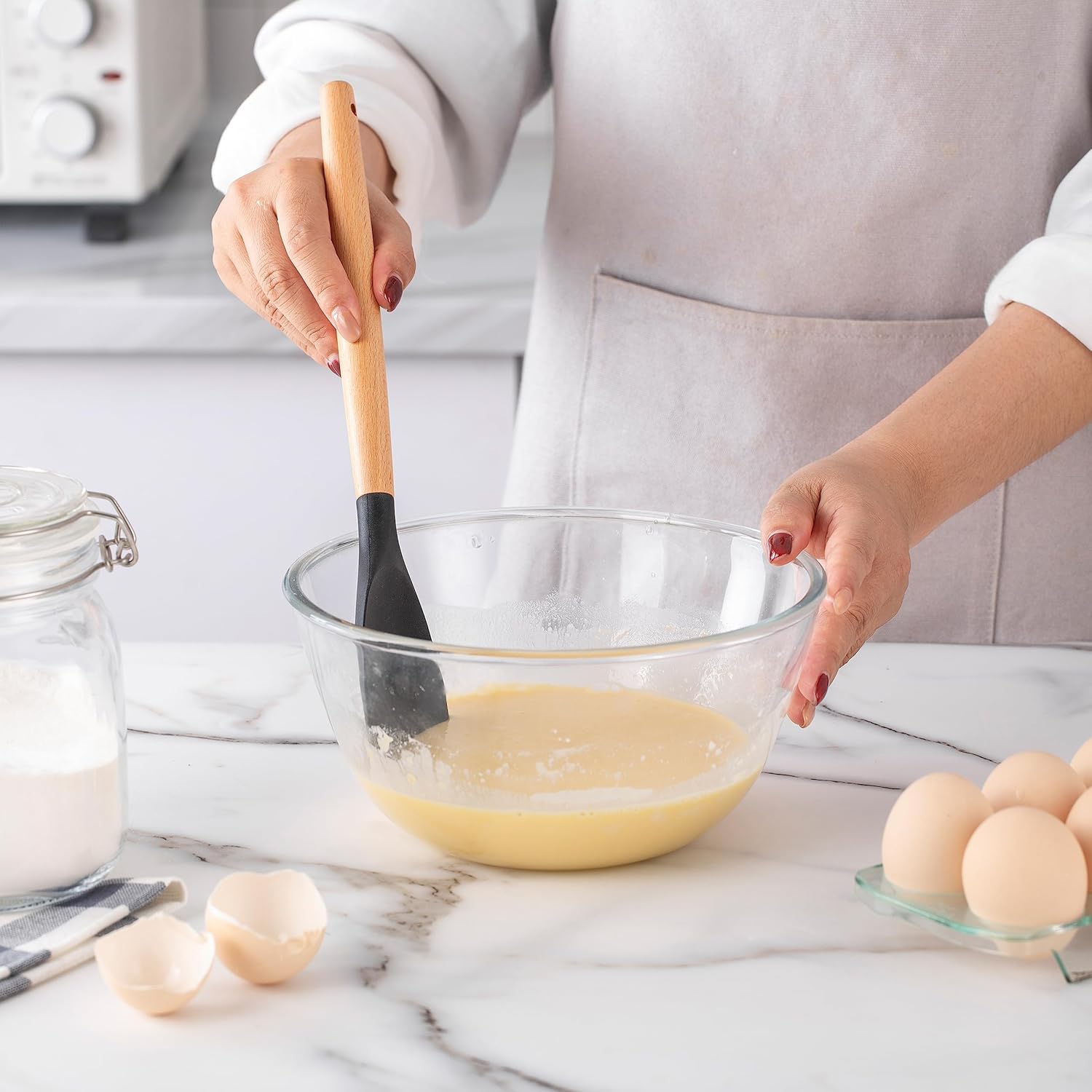 Country Kitchen Silicone Cooking Utensils, 14 Pc Kitchen Utensil Set, Easy to Clean Wooden Kitchen Utensils, Cooking Utensils for Nonstick Cookware, Kitchen Gadgets and Spatula Set7