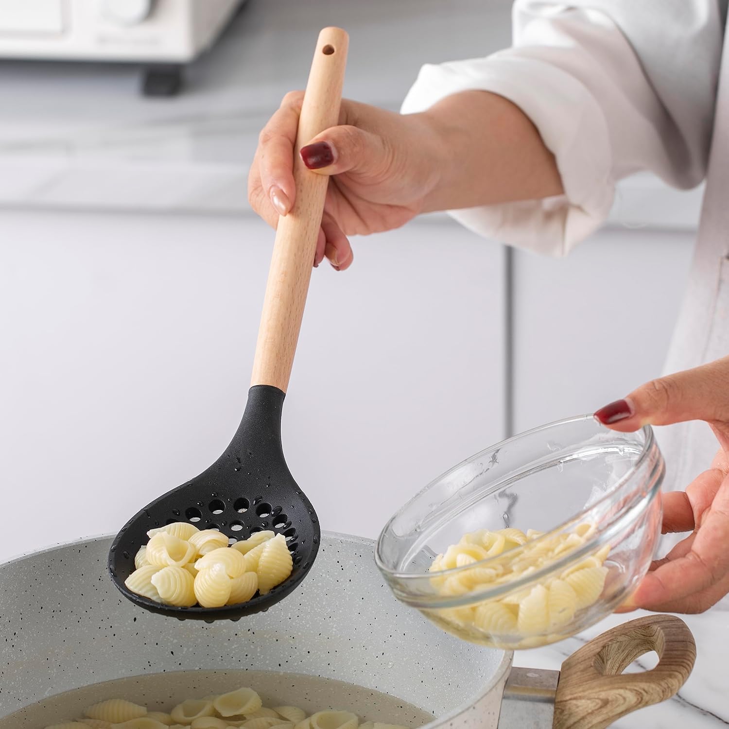 Country Kitchen Silicone Cooking Utensils, 14 Pc Kitchen Utensil Set, Easy to Clean Wooden Kitchen Utensils, Cooking Utensils for Nonstick Cookware, Kitchen Gadgets and Spatula Set8