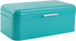 Culinary Couture Extra Large Turquoise Bread Box for Kitchen Countertop - Holds 2 Bread Loaves! - 16.5" x 9" x 6.5" - Stainless Steel Vintage Bread Boxes for Kitchen Counters