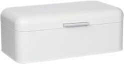 Culinary Couture Extra Large White Bread Box for Kitchen Countertop - Holds 2 Bread Loaves! - 16.5" x 9" x 6.5" - Stainless Steel Vintage Bread Boxes for Kitchen Counters