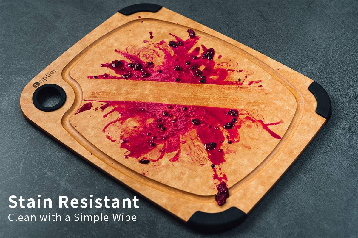 Cutting Board, Toptier Wood Fiber Cutting Board for Kitchen, Non-Slip Kitchen Wooden Chopping Board, Reversible, Eco-Friendly, Natural Wood Fiber, Large Cutting Board, 17.5 x 13-inch, Natural Slate3