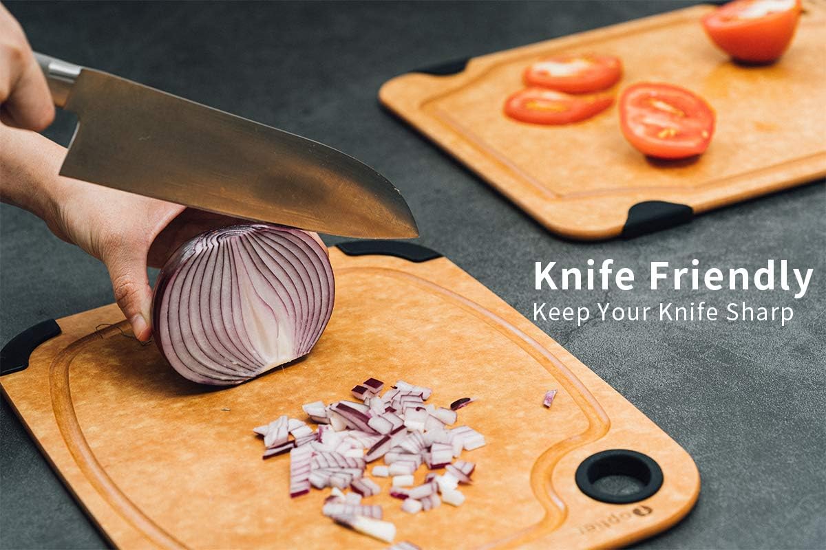 Cutting Board, Toptier Wood Fiber Cutting Board for Kitchen, Non-Slip Kitchen Wooden Chopping Board, Reversible, Eco-Friendly, Natural Wood Fiber, Large Cutting Board, 17.5 x 13-inch, Natural Slate6