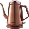 DmofwHi 1000W Gooseneck Electric Kettle (1.0L),100% Stainless Steel BPA Free Tea Kettle with Auto Shut - Off Protection, Pour Over Coffee Kettle -Copper