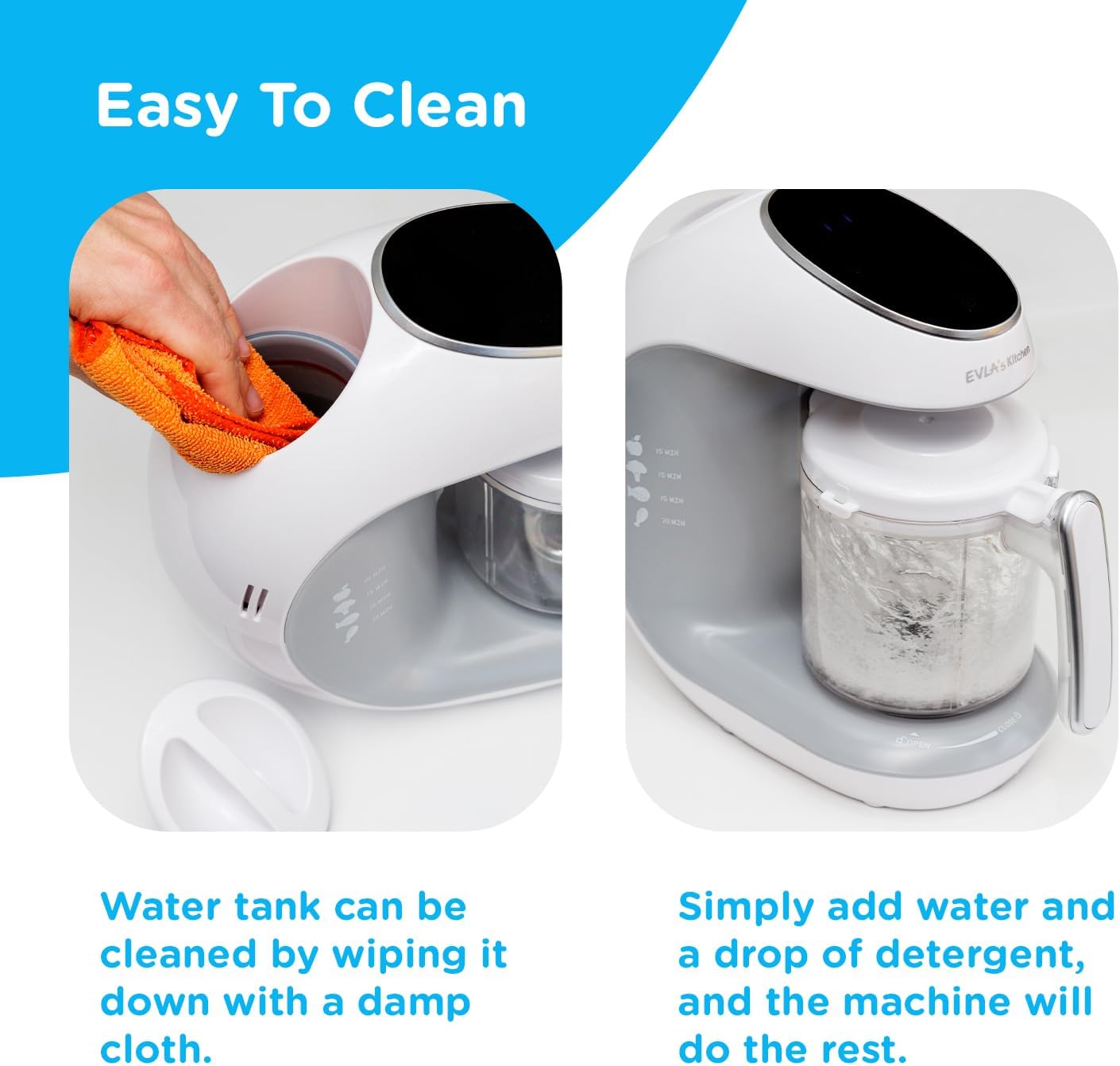 EVLA'S Baby Food Maker, Steamer, Blender, Baby Food Processor for Healthy Homemade Baby Food in Minutes, Touch Screen with 6 Reusable Food Pouches, Baby Registry Essential, White0