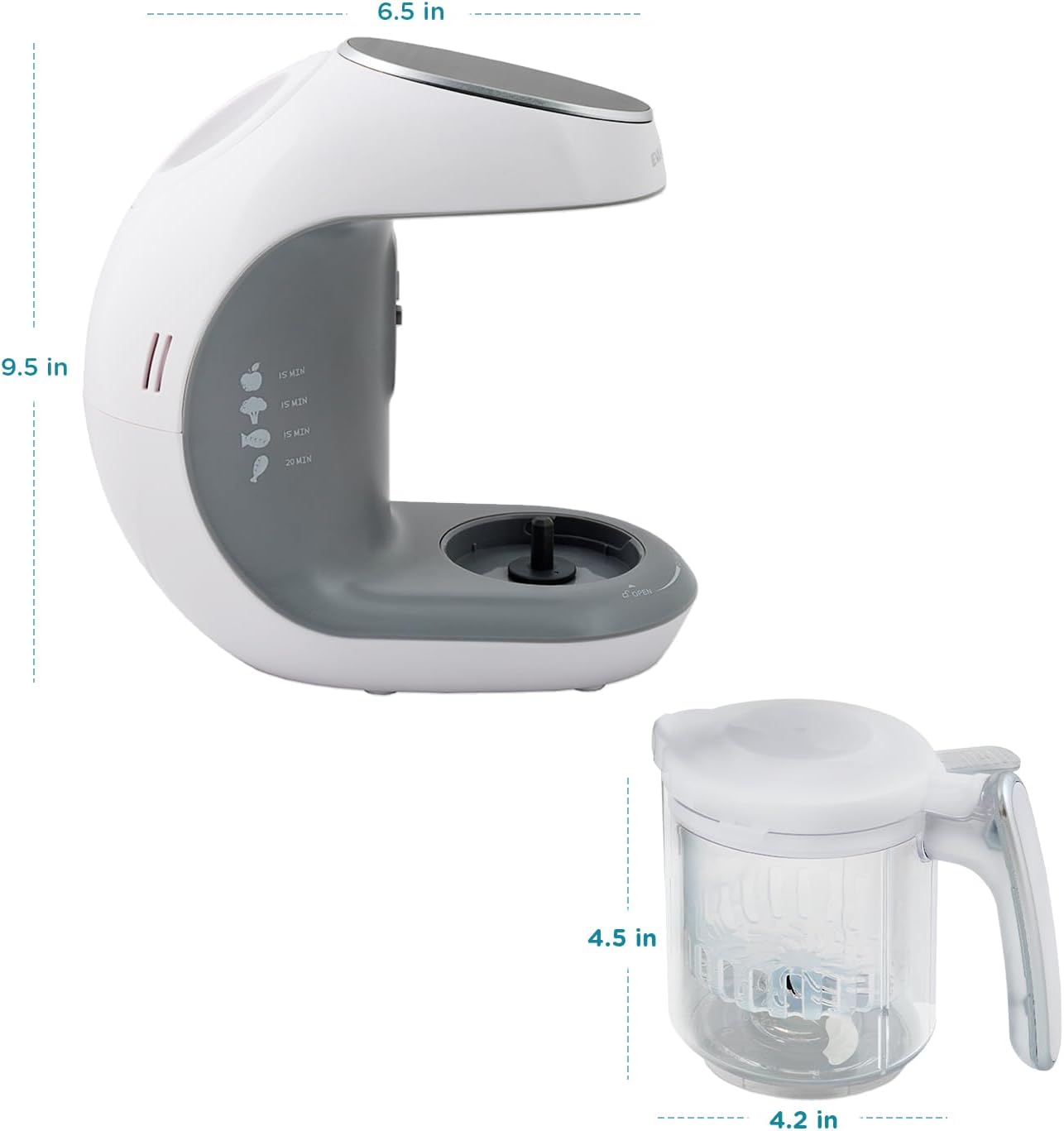 EVLA'S Baby Food Maker, Steamer, Blender, Baby Food Processor for Healthy Homemade Baby Food in Minutes, Touch Screen with 6 Reusable Food Pouches, Baby Registry Essential, White55