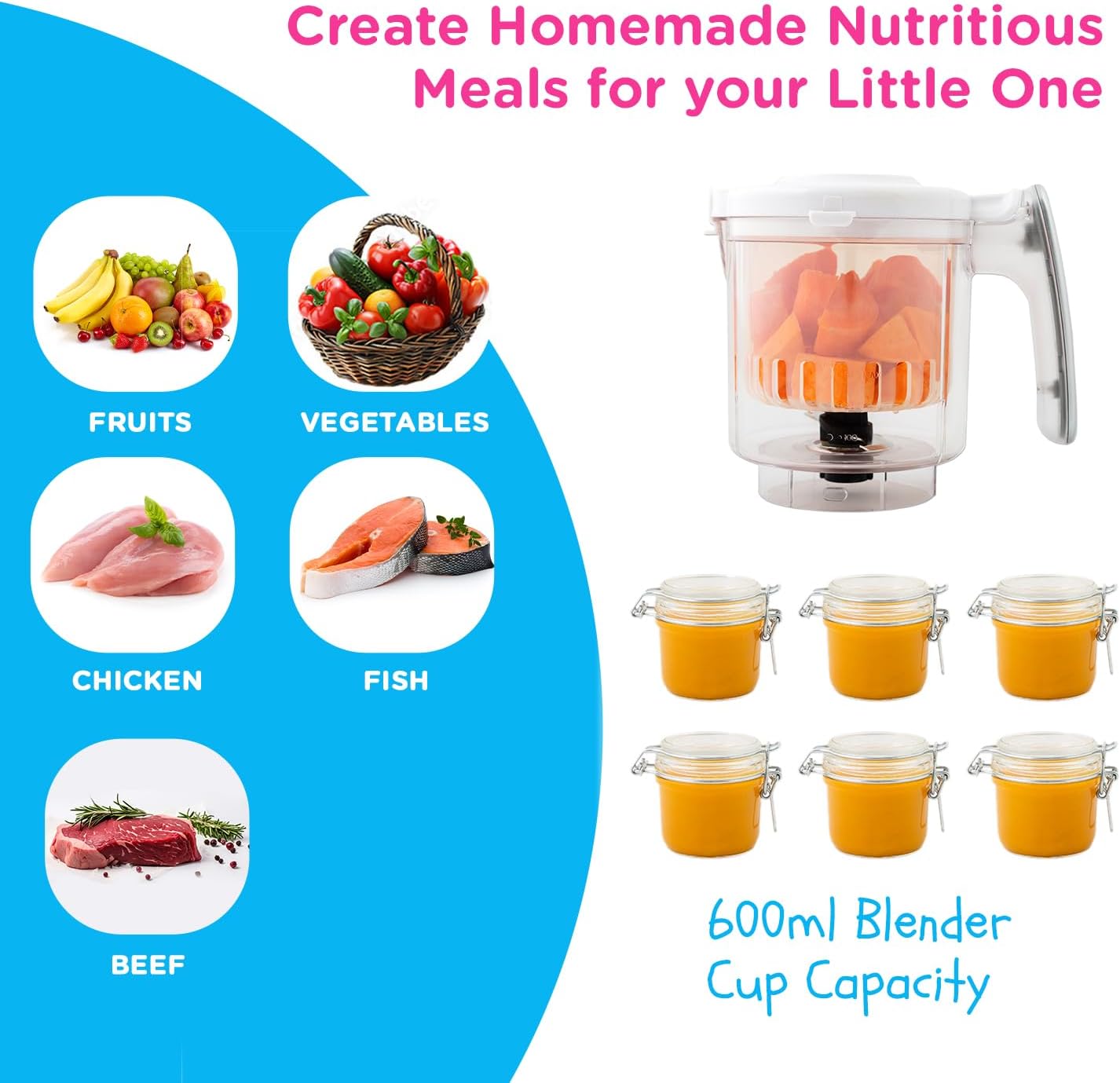 EVLA'S Baby Food Maker, Steamer, Blender, Baby Food Processor for Healthy Homemade Baby Food in Minutes, Touch Screen with 6 Reusable Food Pouches, Baby Registry Essential, White67