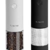 Electric Salt and Pepper Grinder Set, USB Rechargeable, Automatic Salt and Pepper Mill Grinder with Adjustable Coarseness, Electric Salt Shakers, LED Light, Refillable (2 Packs, Black&White)