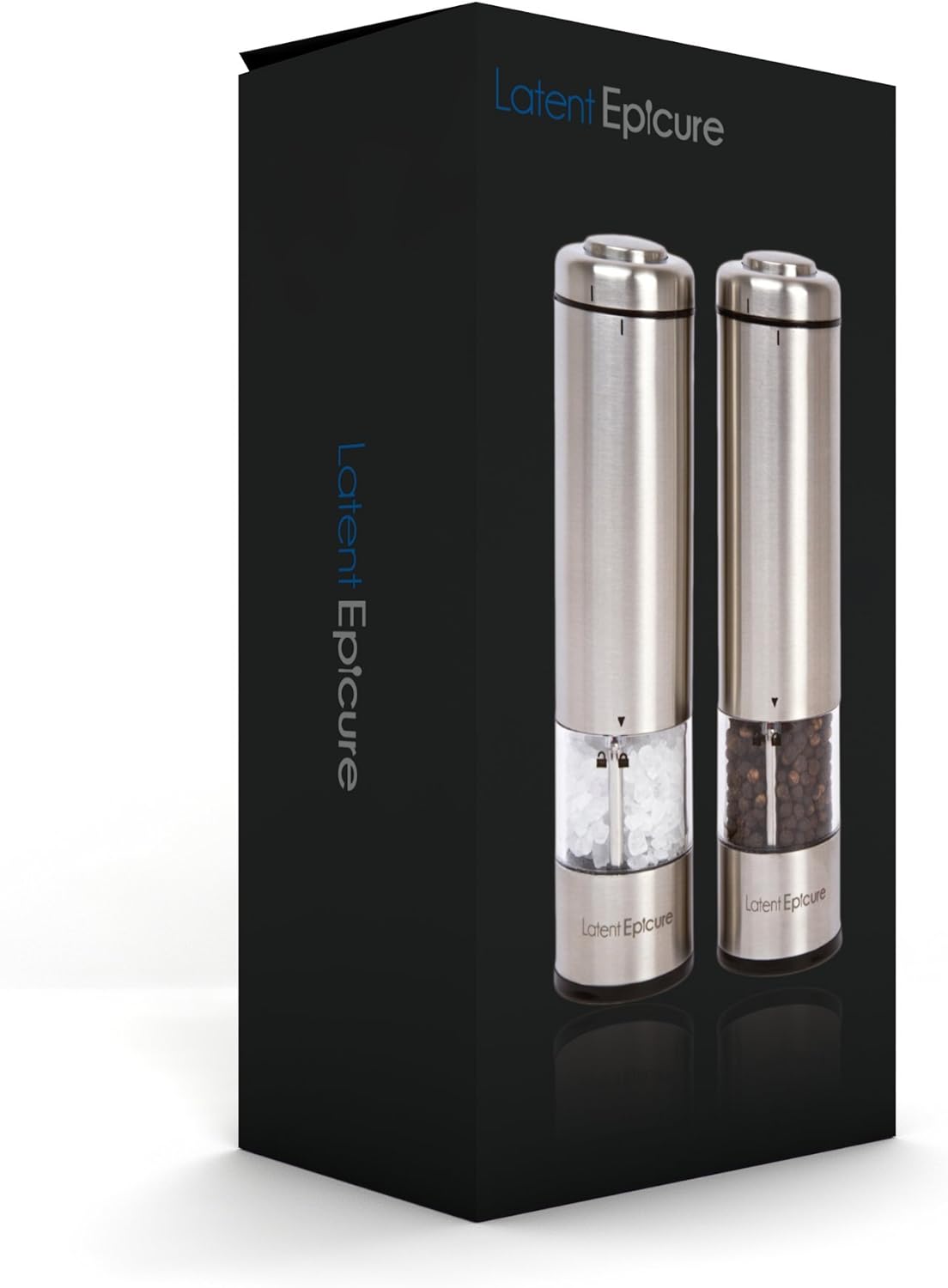 Electric Salt and Pepper Grinder Set (pack of 2) - Stainless Steel Battery Operated Salt & Pepper Mills with Light - Complimentary Mill Rest- One Handed Operation Adjustable Ceramic Grinders9