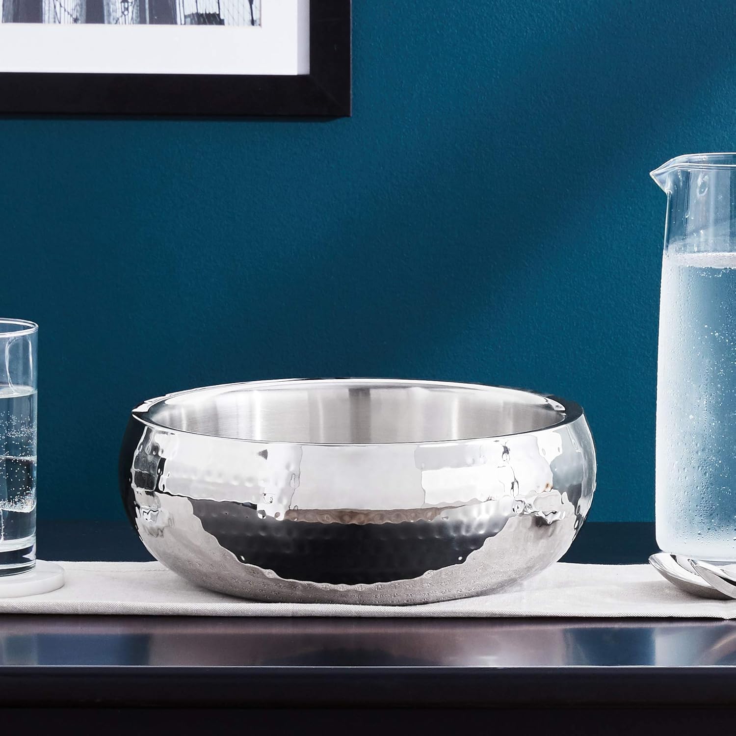 Elegance Hammered Salad Bowl – Double Wall Insulated Serving Bowl (11.5” Dia)8