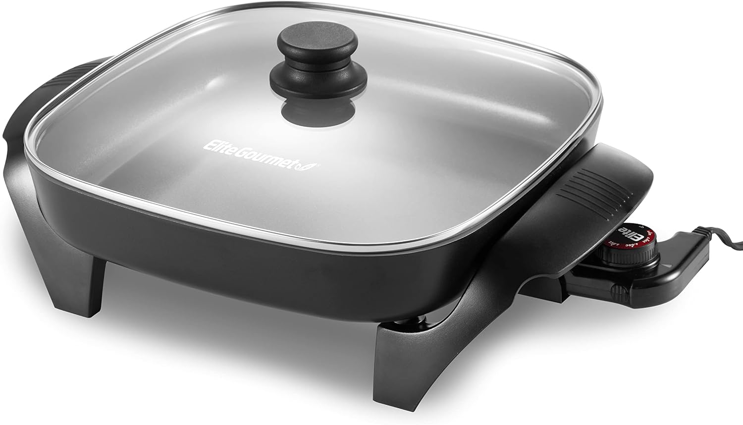 Elite Gourmet EG2212 12x12x2.15 Healthy Ceramic Coated Electric Skillet, Dishwasher Safe, Rapid Heat Up, 1200W, Dark Grey Elite Gourmet EG2212 12"x12"x2.15” Healthy Ceramic Coated Electric Skillet, Dishwasher Safe, Rapid Heat Up, 1200W, Dark Grey